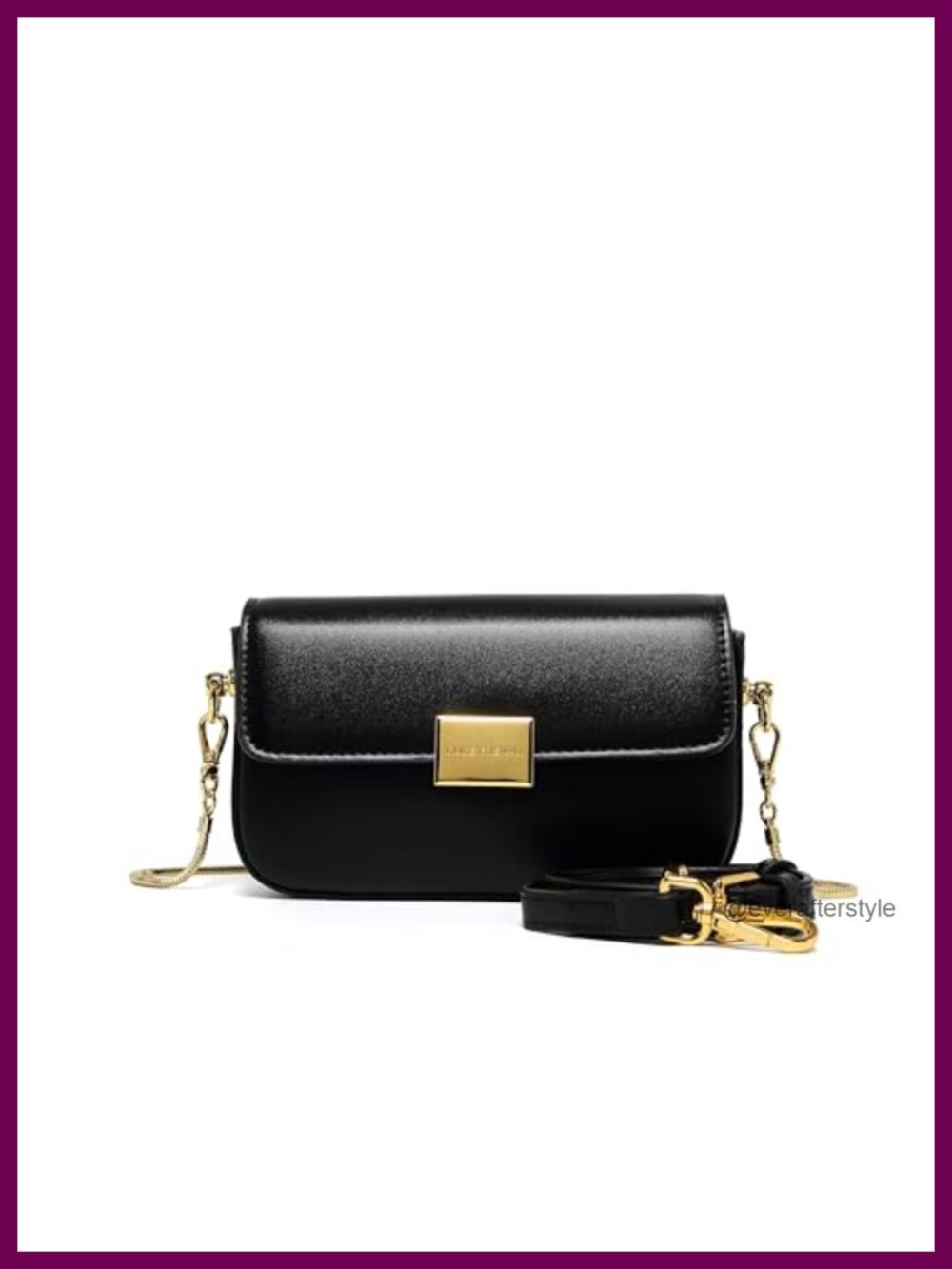Women's Mini Satchel Crossbody Bag Chain Accent Adjustable Strap Zip Top